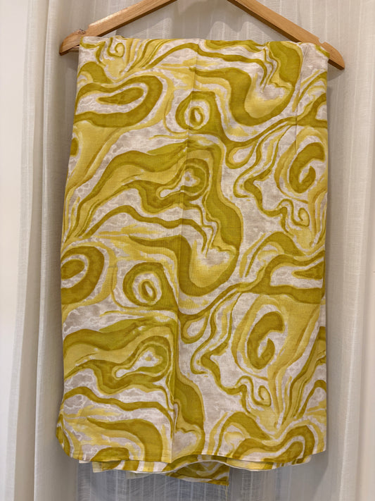 FBR85 Yellow marble print cotton fabric