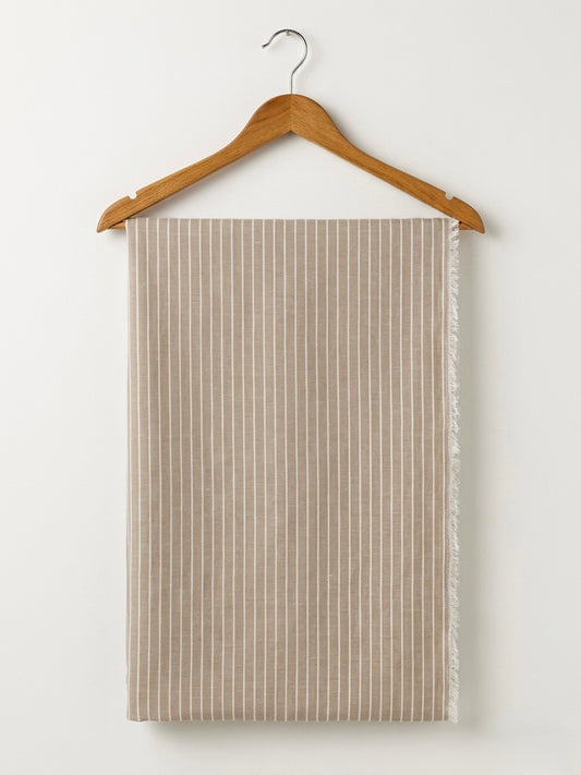FBR88 Light Brownish cream stripe double gauze muslin fabric