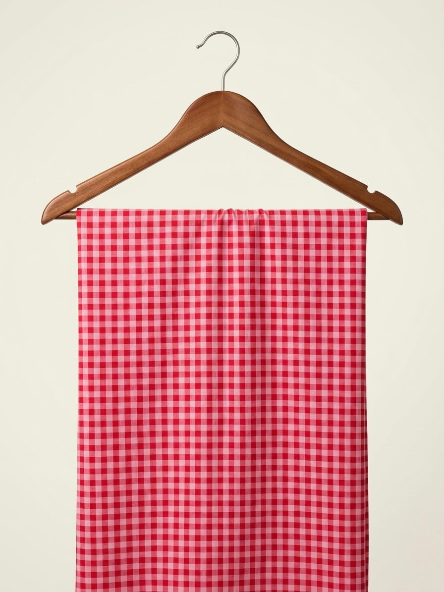 FBR70 Dark Pink and Red Seersucker cotton fabric