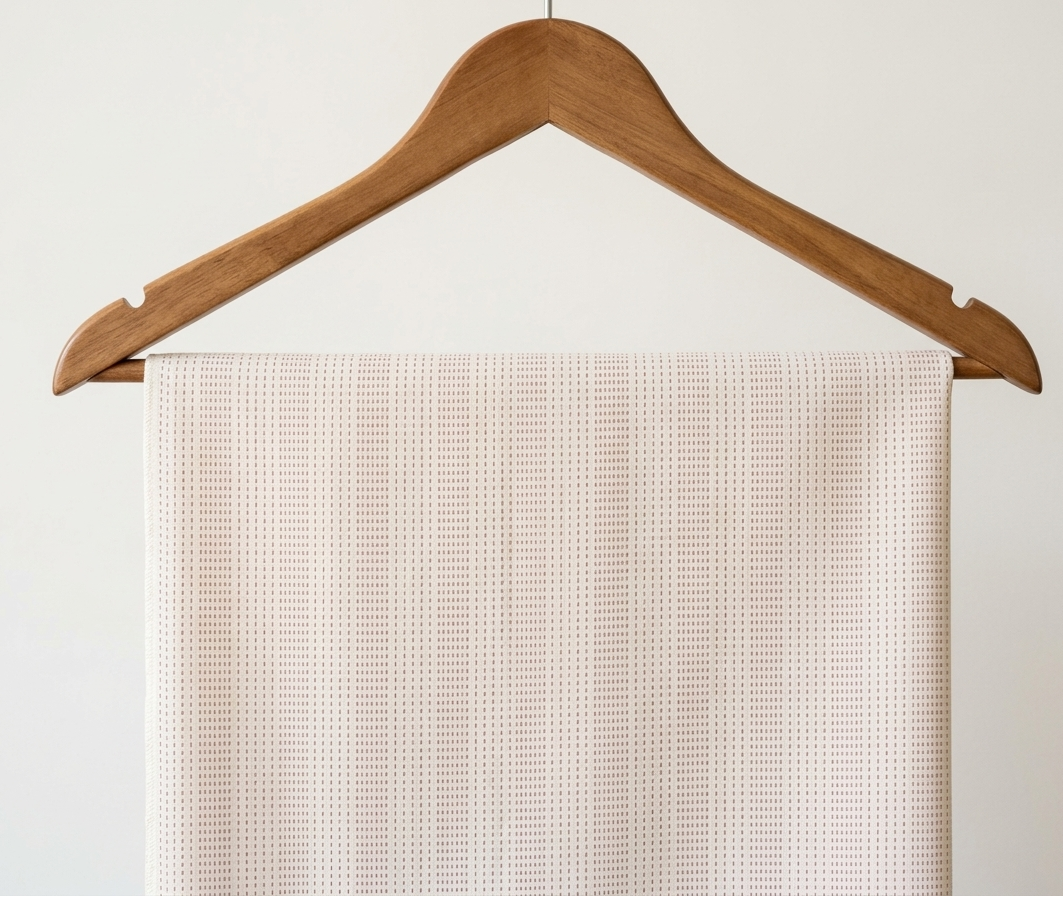 FBR065 Red thread work on cream cotton fabric