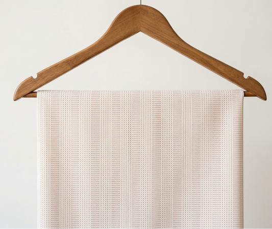 FBR065 Red thread work on cream cotton fabric