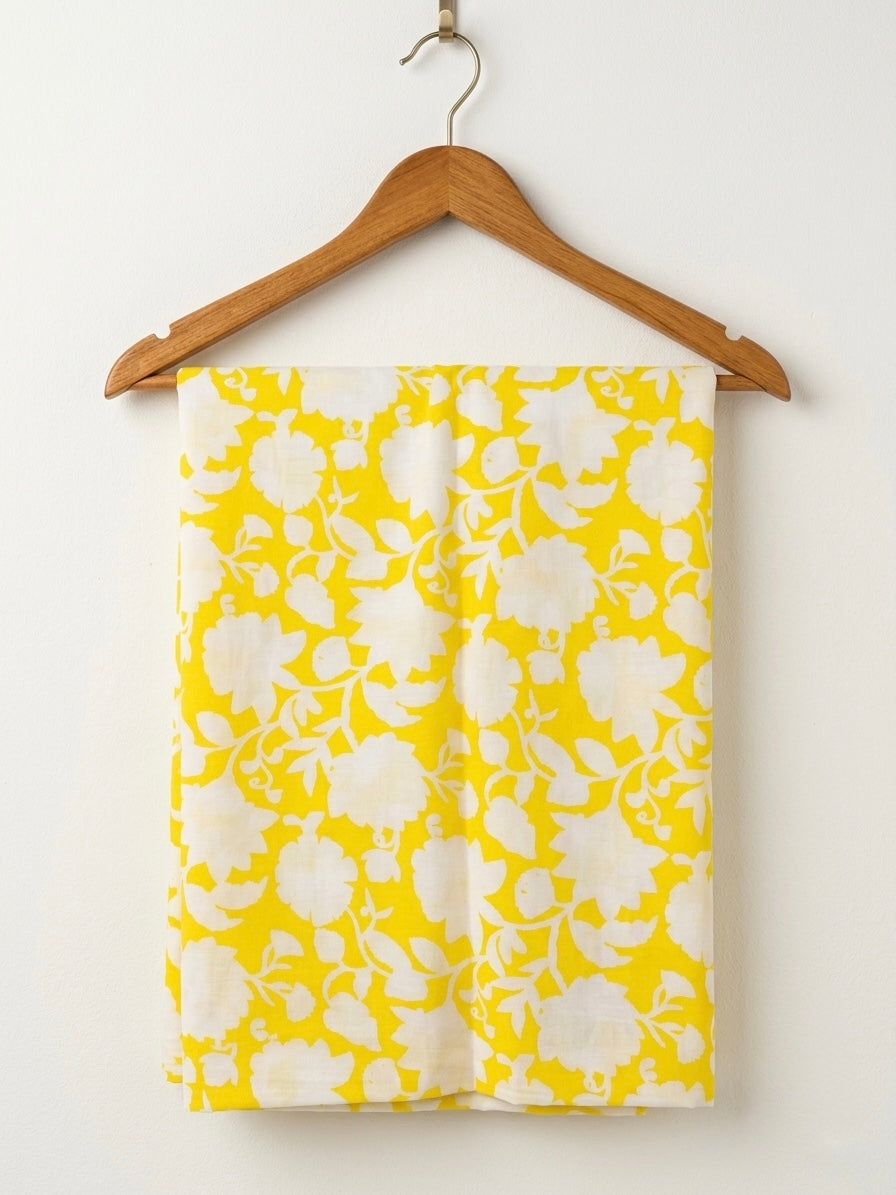 FBR111 Yellow floral print double gauze muslin fabric