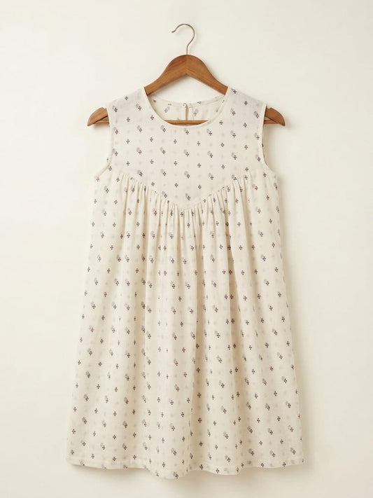 DS191 Inverted alia cut red embroidery on off white dress