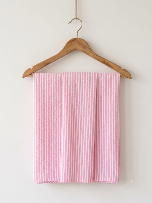 FBR151 Pink stripe seersucker fabric
