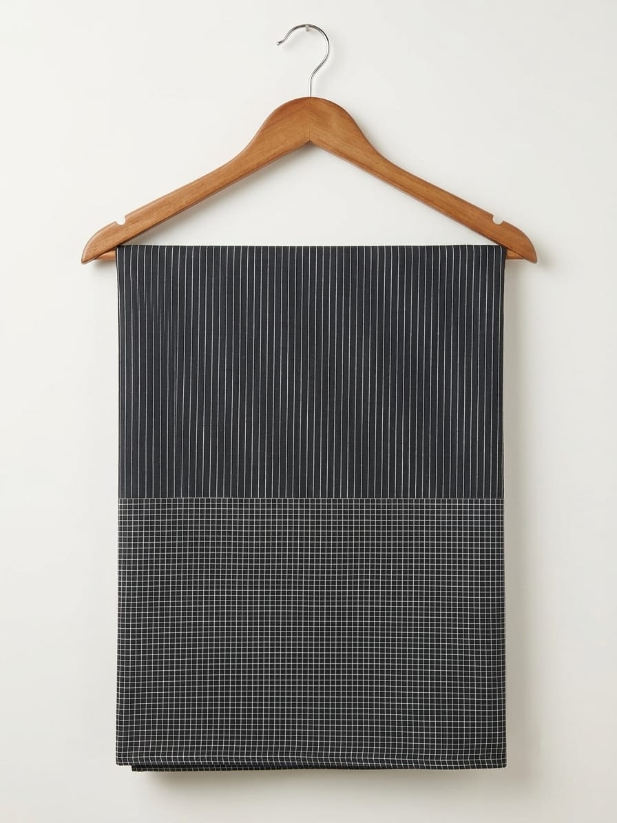 FBR150 Black stripe and bottom check pattern fabric