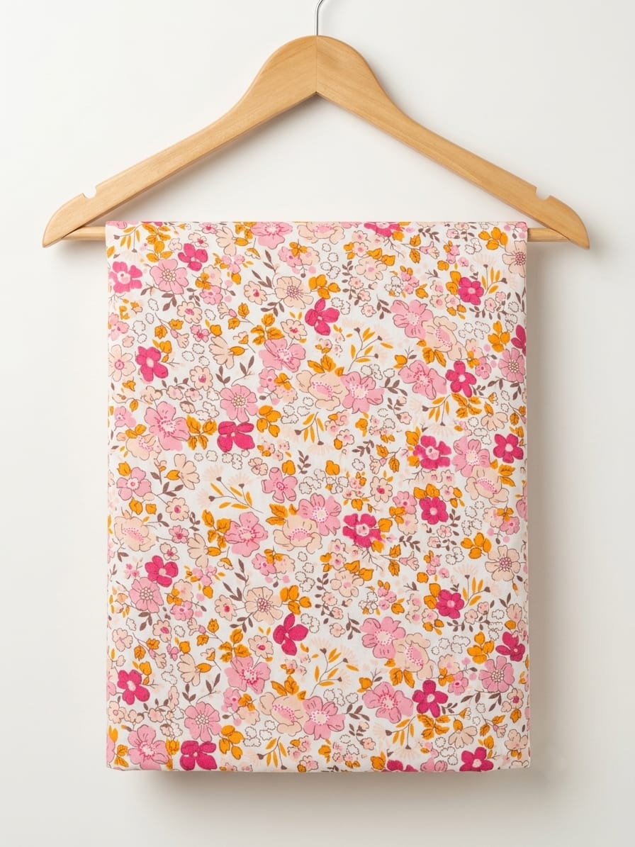 FBR152 Pink floral multiprint design fabric