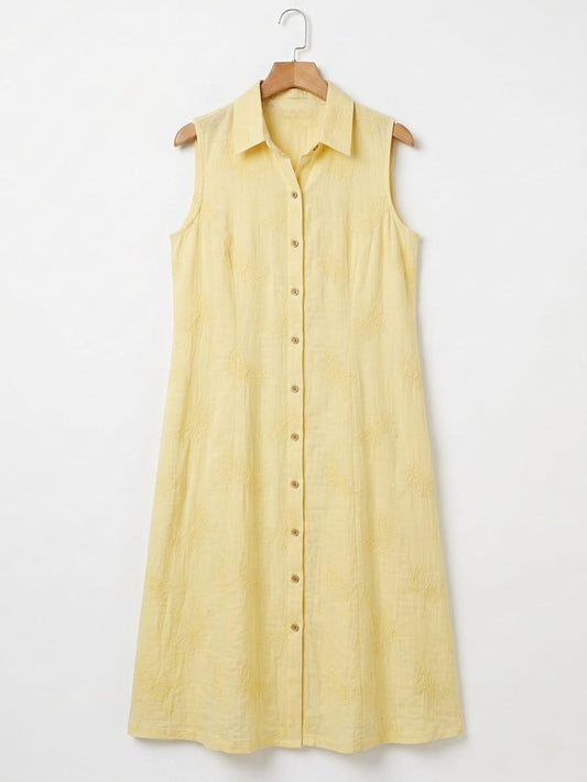 DS180 Butterfly embroidery on yellow cotton fabric
